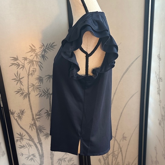 Adrianna Papell Blue Ruffle Sleeve Tee - Picture 4 of 6